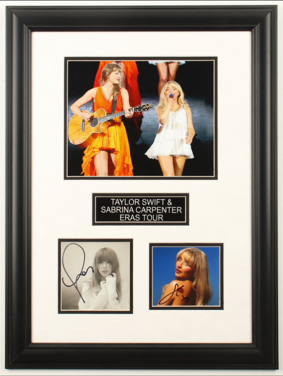 Taylor Swift & Sabrina Carpenter Dual Signed CD Insert Framed Display – Eras Tour Edition (ACOA Certified)