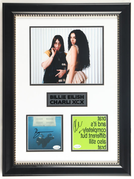 Billie Eilish & Charli XCX Dual Signed “Guess” Era Framed Display – ACOA Authenticated