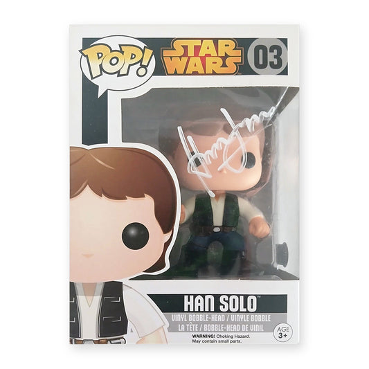 Harrison Ford signed Funko Pop! Star Wars #03 Han Solo, signed on the box window
