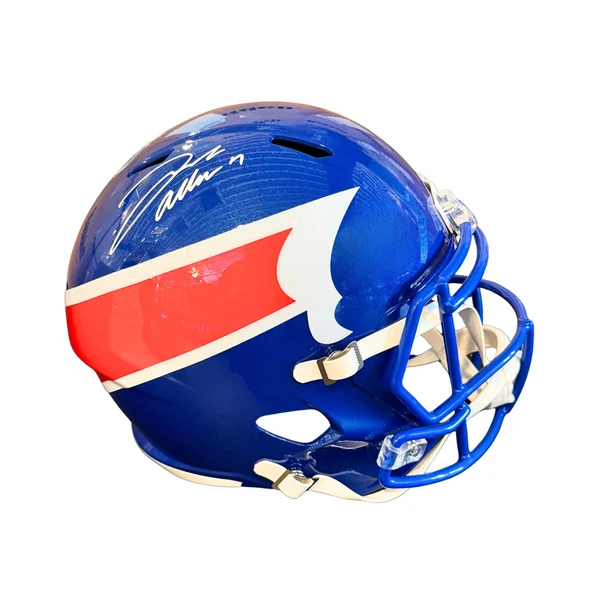 Josh Allen signed Buffalo Bills Nickel City royal blue full size helmet, signature on the upper left of the shell