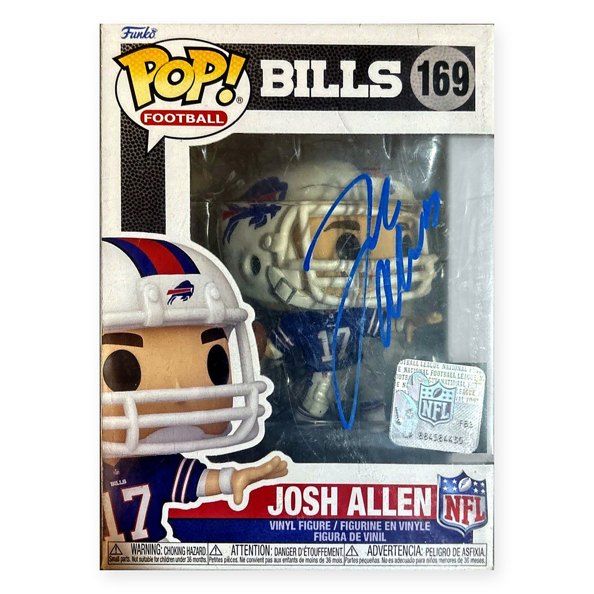 Josh Allen signed Funko Pop! Football #169 Buffalo Bills vinyl figure in the box, hand signed on the clear window, Beckett Witnessed