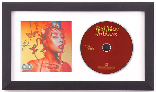 Kali Uchis signed Red Moon in Venus CD cover and album disc in a black frame with a white mat