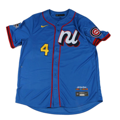 Front of Pete Crow-Armstrong 2025 National League All-Star Game jersey with NL script, Cubs sleeve logo and All-Star Game ATL 2025 patch