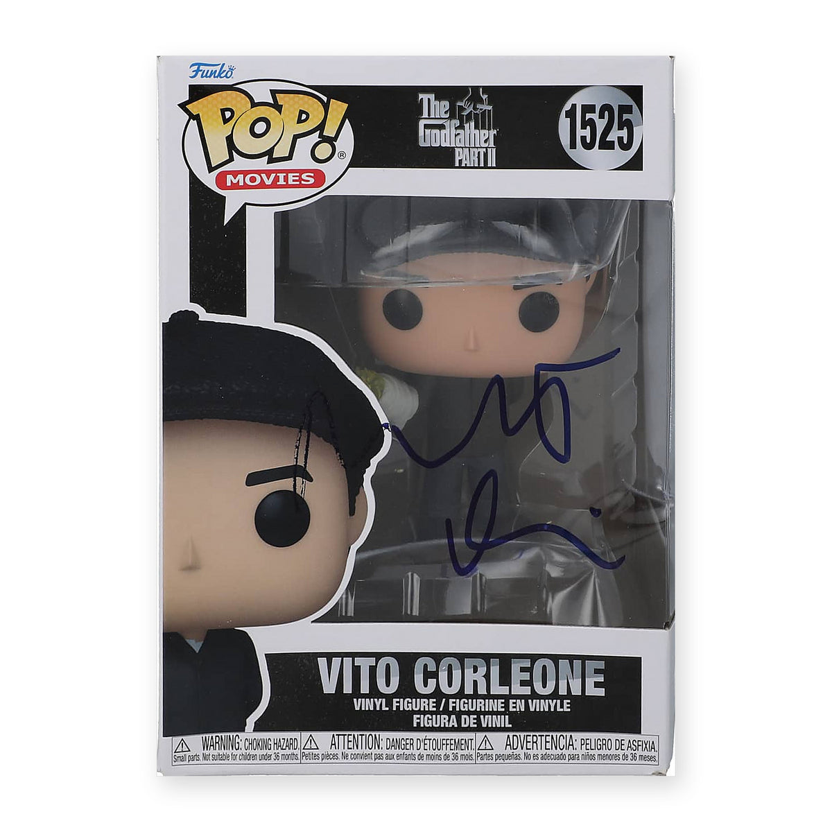 Robert De Niro signed Funko Pop! Movies #1525 Vito Corleone, The Godfather Part II, signed on the box window